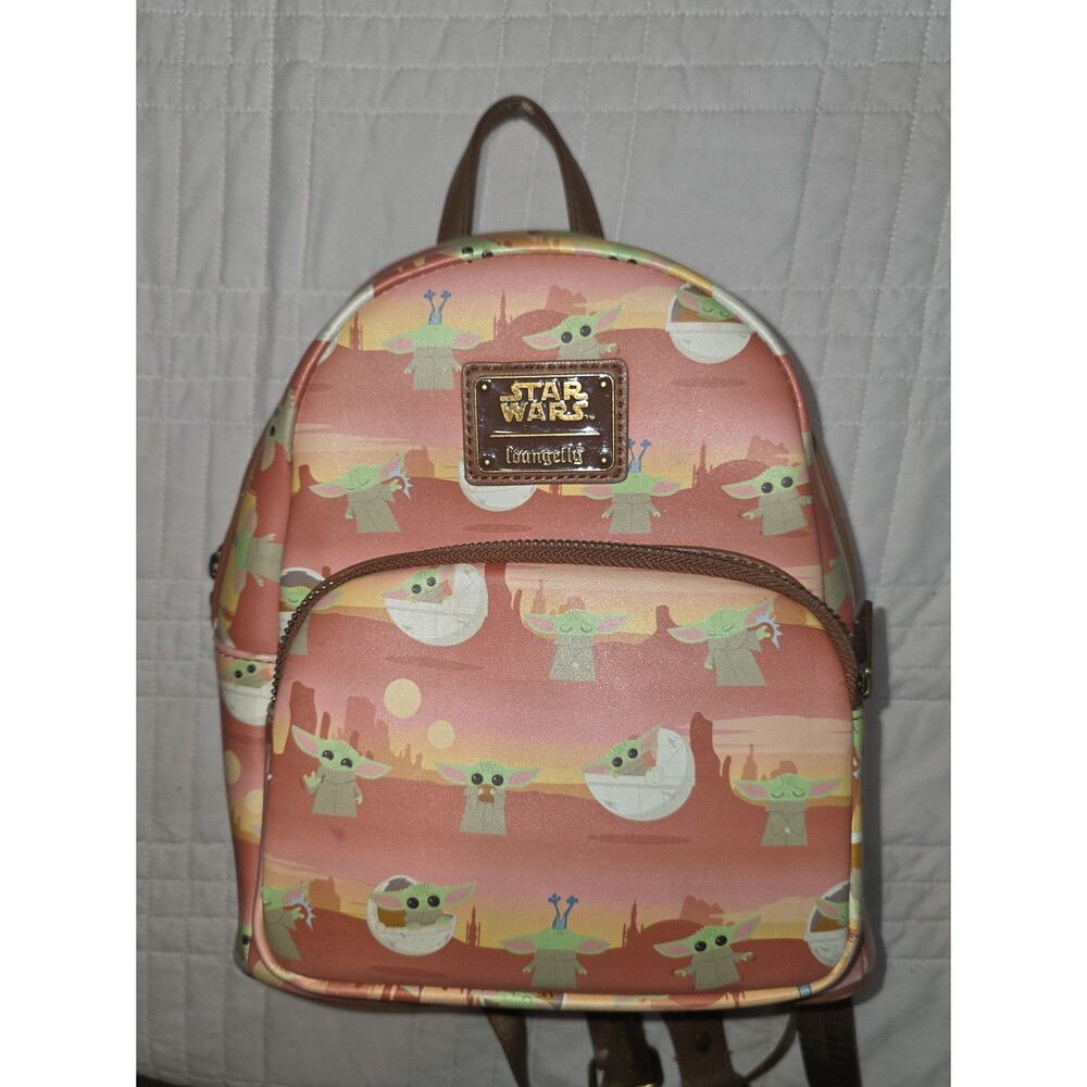 Loungefly Disney star wars Yoda grogu the child desert print mini backpack bag!